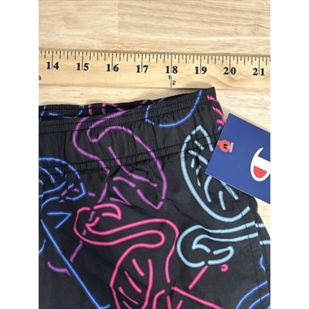 NWT Champion Swim Shorts Men's 2XL Black Neon Flamingo 5